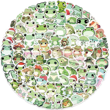 100PCS Cute Frog Stickers for Scrapbook, Laptop, Guitar, Skateboard, Water Bottle, Kids Toy (Online Order Only)
