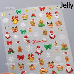 Apple Bear Bunny Snowman Winter Tree Bell Dog Self Adhesive Nail Art Stickers Snowflake Santa Claus Rhinestone Manicure Decals (ONLINE ORDER ONLY)