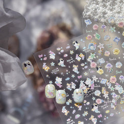 Ray Fish Shell  Conch Water Bubbles Octopus Starfish Mermaid Jellyfish Otter Dolphin Nail Art Decorations Sticker Manicure Decal (ONLINE ORDER ONLY)