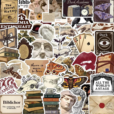 10/30/50PCS Vintage Dark Art PVC Sticky Sticker Aesthetic Children's Stationery DIY Decoration Scrapbooking School Supplies (ONLINE ORDER ONLY)
