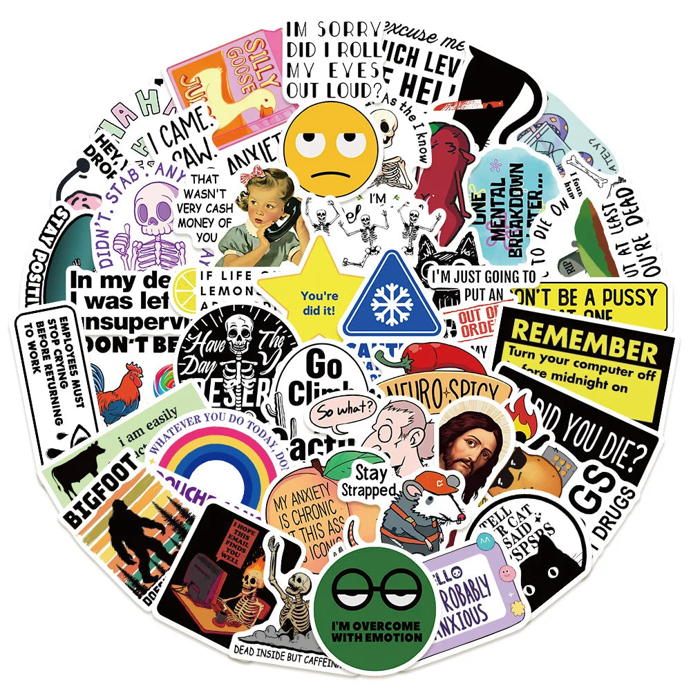 Snarky Meme Stickers Pack - Funny Graffiti Decals for Laptop, Guitar, Bike, Skateboard, DIY Scrapbook (ONLINE ORDER ONLY)