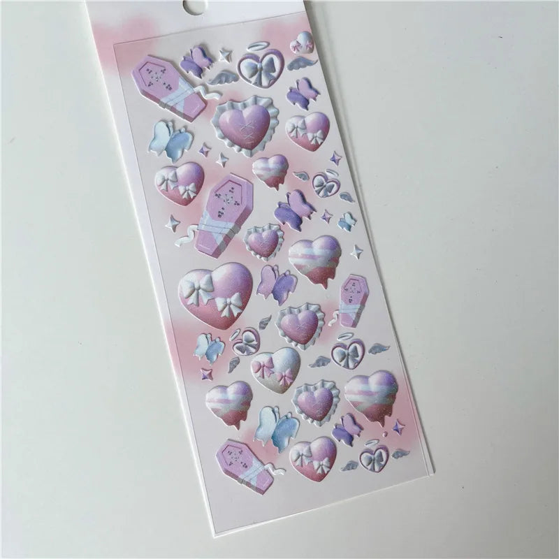 Asia Sweet Style 3D Love Heart Stickers Hand Account Idol Card DIY Material Decorative Sticker Personalized Kawaii Stationery (ONLINE ORDER ONLY)