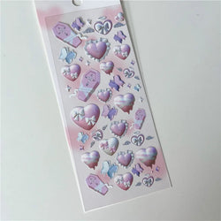 Asia Sweet Style 3D Love Heart Stickers Hand Account Idol Card DIY Material Decorative Sticker Personalized Kawaii Stationery (ONLINE ORDER ONLY)