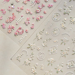 Antique Pear Blossom Peach Blossom Flower Swallow Pattern Adhesive Nail Art Stickers Spring Vibrant and Lively Manicure Decals (ONLINE ORDER ONLY)
