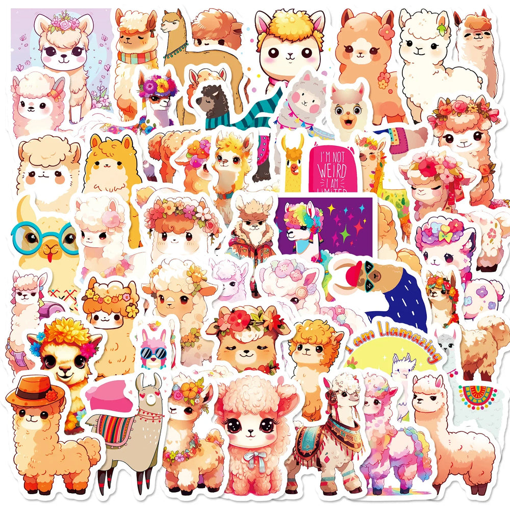 Cute Alpaca Waterproof Stickers for Luggage, Phone, Laptop, Diary, Scrapbook - 10/30/50PCS (ONLINE ORDER ONLY)