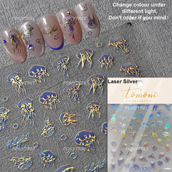 Pink Star Oceanic Shell Starfish Conch Bowknot Embossment Shiny Delicate 5D Chic Self Adhesive Nail Art Stickers Manicure Decals (Online Order Only)