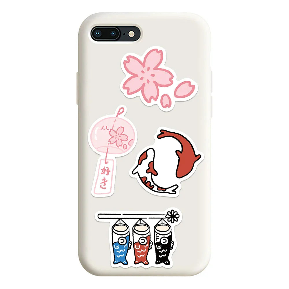 50Pcs Japanese Style Stickers Peace Amulet Carp Streamer Aesthetic Decals Graffiti Stickers Waterproof Skateboard Laptop Kid Toy (ONLINE ORDER ONLY)