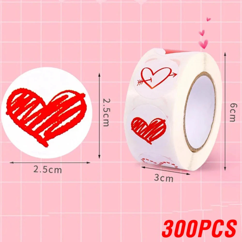 100-500pcs 1inch Red Heart Stickers for Valentine's Day New Baking Packaging Sticker Envelope Seals Love Decorative Stickers (ONLINE ORDER ONLY)