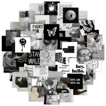 10/30/63PCS Black White Simple Stickers Aesthetics Ins Style Decals DIY Phone  Motorcycle Laptop Notebook Car Sticker Kids Toy (ONLINE ORDER ONLY)