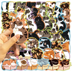 10/30/50PCS Kawaii Sleeping Cat Sticky PVC Sticker Aesthetic Children's Stationery DIY Decoration Scrapbooking School Supplies (ONLINE ORDER ONLY)