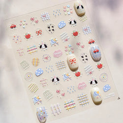 Graffiti Lines Apple Dog Car Bowknot Love Heart Flower Capture Net Grid Butterfly Rain Adhesive Nail Art Sticker Manicure Decals (ONLINE ORDER ONLY)