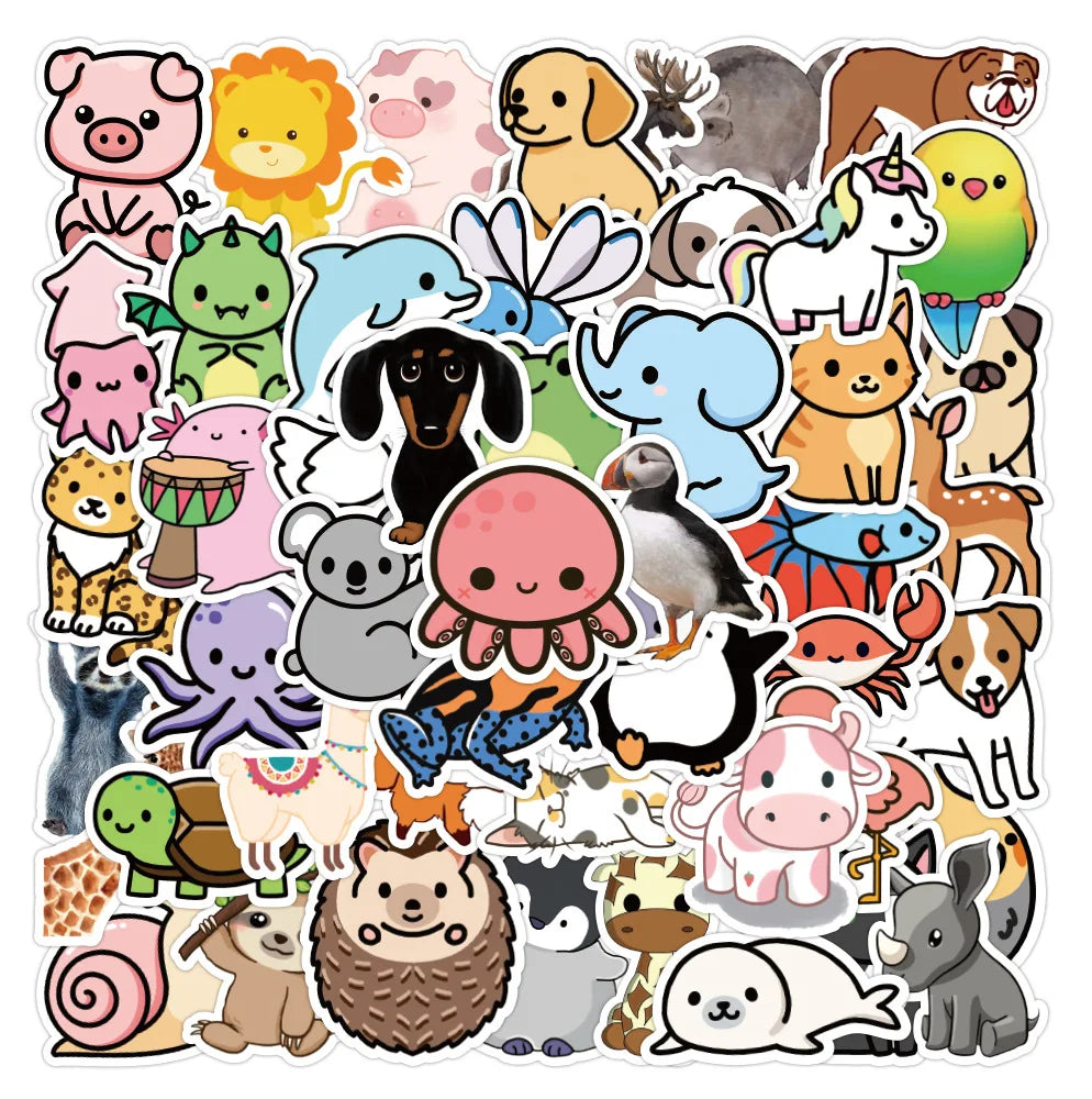 50pcs Cute Animal Stickers for Laptop, Phone, Car, DIY Decoration (ONLINE ORDER ONLY)