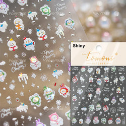Cat House Snow Tree Window Fish Star Shiny Snowman Duck 5D Self Adhesive Nail Art Stickers Hat Apple Rhinestone Manicure Decals (ONLINE ORDER ONLY)