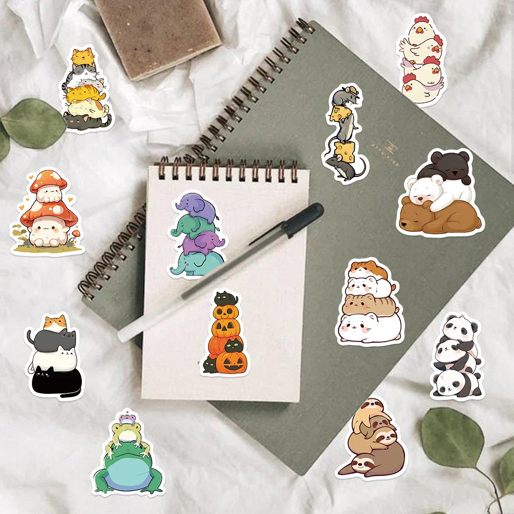 60pcs Cartoon Fun Animal Sticker Toy Skateboard Guitar Computer Refrigerator Desk Personality Graffiti Creative Decoration (ONLINE ORDER ONLY)