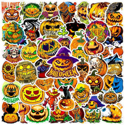 10/30/50PCS Cool Horror Halloween Pumpkin Stickers Toys Skateboard Bike Laptop Phone Cute Cartoon Decals Waterproof Toys Gifts (ONLINE ORDER ONLY)