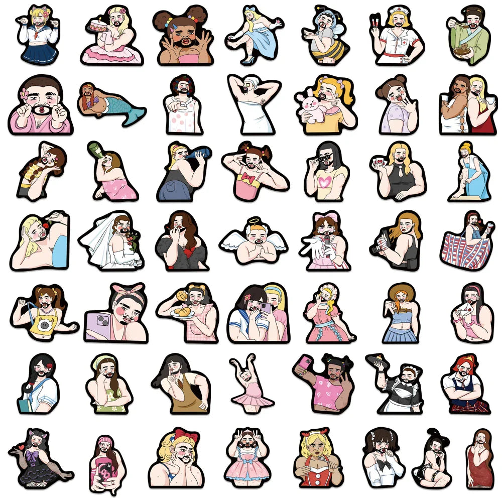 50PCS Spicy Girl Graffiti Stickers Waterproof PVC Laptop Phone Case Cup Decals (Online Order Only)