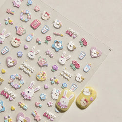 Bunny Love Heart Rabbit Nurse Cut Wound Bowknot Pill Flower Medicine Treatment Self Adhesive Nail Art Stickers Manicure Decals (ONLINE ORDER ONLY)