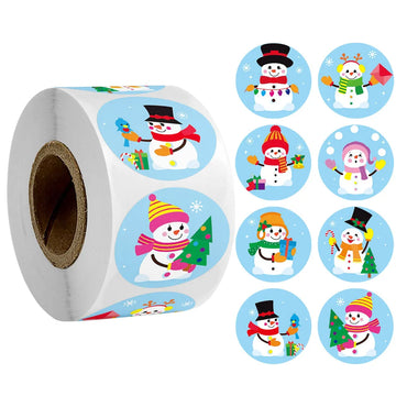 100-500pcs Snowman Merry Christmas Stickers Seal Labels For Gift Card Box Package Thank You Label Sealing Stickers Stationery (ONLINE ORDER ONLY)