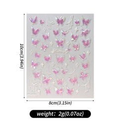 1pc Aurora Butterfly Nail Stickers Pink Butterfly Shell Light Beam Angel Wings Sliders Fairy Light & Lively Translucent Nail Dec (ONLINE ORDER ONLY)