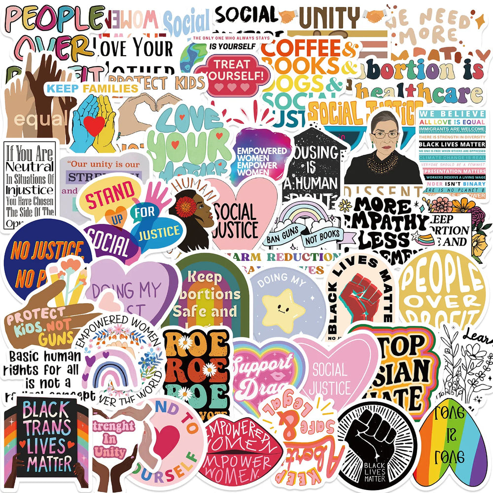 Social Justice Inspirational Stickers for Phone, Laptop, Luggage, Skateboard - 10/30/50PCS (Online Order Only)