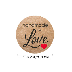 100-500pcs Brown Round Kraft Paper Sticker Handmade With Love Sticker Scapbooking For Envelope Seal Labels Stationery Sticker (ONLINE ORDER ONLY)