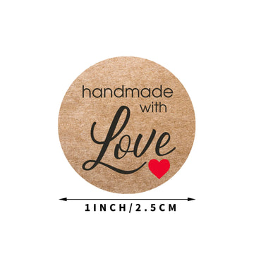 100-500pcs Brown Round Kraft Paper Sticker Handmade With Love Sticker Scapbooking For Envelope Seal Labels Stationery Sticker (ONLINE ORDER ONLY)