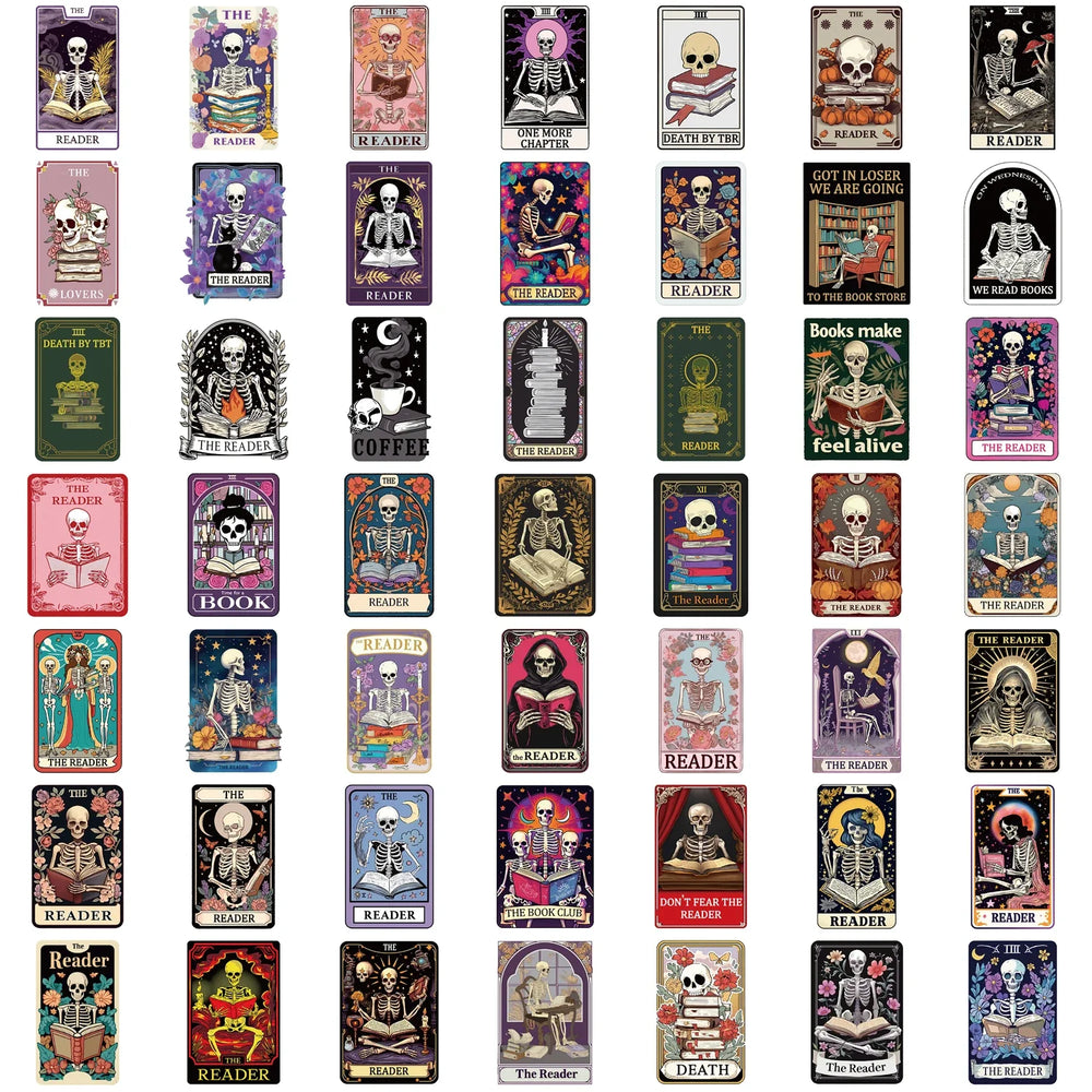 50PCS Creative The Reader Dusty Tarot Card Stickers Phone Cases Laptop DIY Personalized Waterproof Stickers Decorative (ONLINE ORDER ONLY)