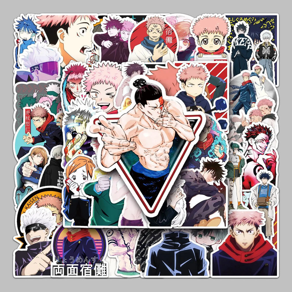Jujutsu Kaisen Graffiti Stickers Pack - 50pcs for Helmets, Desktops, Walls, DIY Decoration Wholesale (Online Order Only)