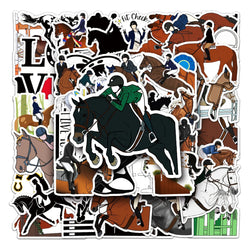 50Pcs Equestrian Cartoon Waterproof Vinyl Stickers for Skateboard Snowboard (Online Order Only)