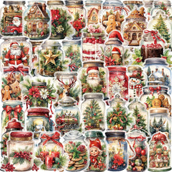 50PCS Christmas Bottle Stickers Aesthetic Skateboard Laptop Guitar Graffiti Luggage Sticker Waterproof PET Decal Toys (Online Order Only)