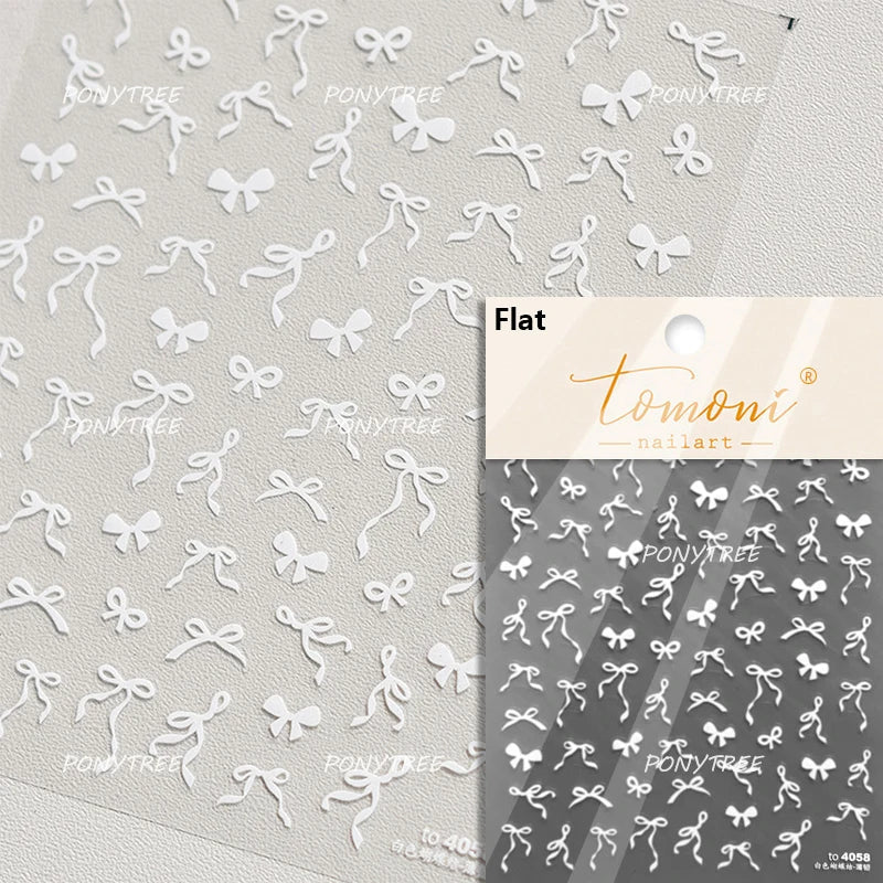 Dreamy Shiny Bowknot Ribbon Lace Delicate Tie Charming 5D Nail Art Decoration Sticker Self Adhesive Manicure Decal DIY Wholesale (ONLINE ORDER ONLY)