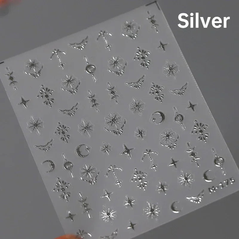 Bronzing Jelly Laser Snowflake Christmas Hot 5D Soft Embossed Relief Self Adhesive Nail Art Decoration Sticker 3D Manicure Decal (ONLINE ORDER ONLY)