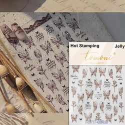 Butterfly Rose Laser Jelly Hot Stamping Lace Letter Flower Love Heart Bowknot 5D Self Adhesive Nail Art Stickers Manicure Decals (ONLINE ORDER ONLY)