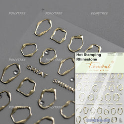 Gold Silver Line Irregular Shape Shiny Rhinestone 5D Bronzing Soft Relief Self Adhesive Nail Art Stickers Nail Decoration Decals (ONLINE ORDER ONLY)