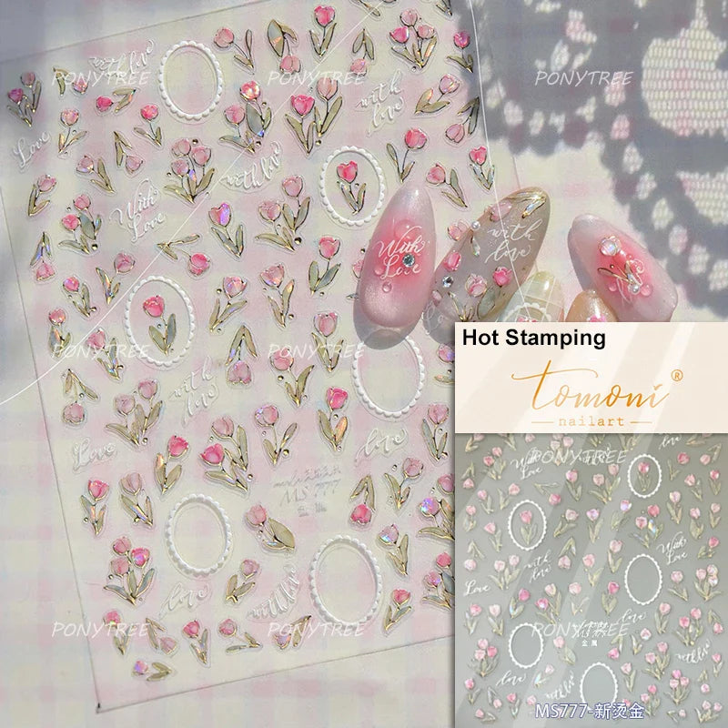 Colourful Butterfly Rose Flower Tulip Daisy Moth Orchid Narcissus 3D Self Adhesive Nail Art Decorations Stickers Manicure Decals (ONLINE ORDER ONLY)