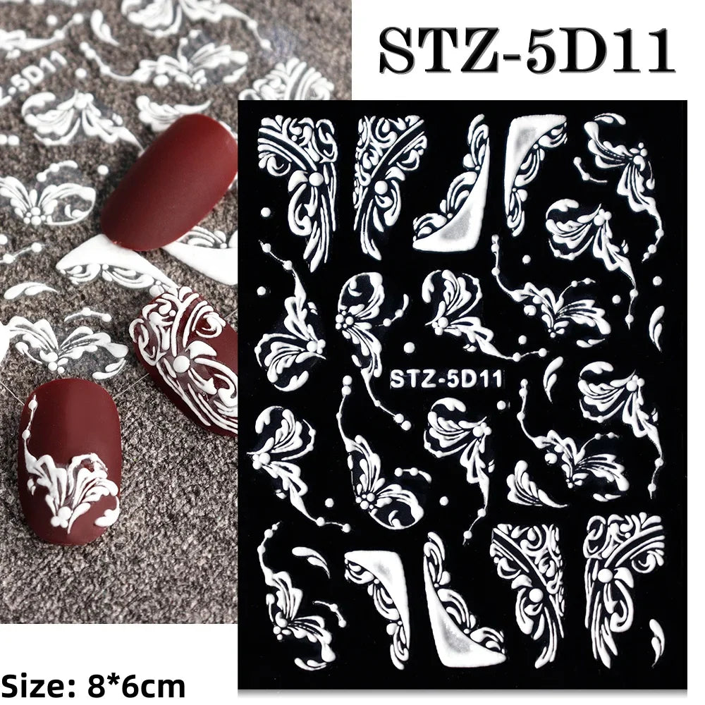 Cute Deer Christmas Nail Stickers 5D Embossed Elk Star Gingerbread Man Snowflake Santa Claus Holly DIY Winter Engraved Manicure* (ONLINE ORDER ONLY)