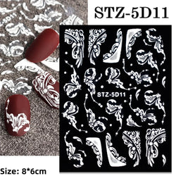 Cute Deer Christmas Nail Stickers 5D Embossed Elk Star Gingerbread Man Snowflake Santa Claus Holly DIY Winter Engraved Manicure* (ONLINE ORDER ONLY)