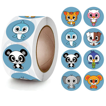 100-500pcs Animal Sticker Reward Sticker for Kids 1 inch Round Cartoon Sealing Labels for Teacher Supplies Encourage Cute Label (Online Order Only)