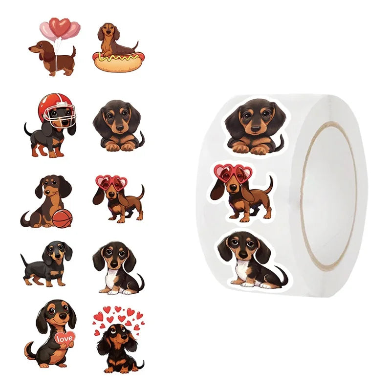 500PCS Cute Dachshund Dog Paper Labels Thank You Sticker Sealing DIY Decoration Scrapbooking Stationery Hand Accounting Supplies (Online Order Only)