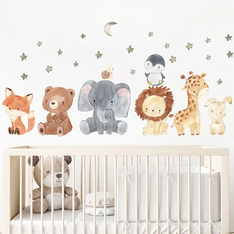 Watercolor Cartoon Animals Wall Stickers (ONLINE ORDER ONLY)
