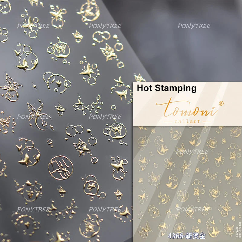 Colorful Bubbles Star Shiny Dreamy Glass Shards Flat 5D Soft Embossed Relief Self Adhesive Nail Art Sticker Chic Manicure Decal (ONLINE ORDER ONLY)
