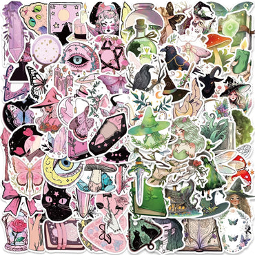 10/50/100pcs Gothic Magic Forest Witch Stickers Aesthetic Tarot Goth Decoration Decal DIY Phone Notebook Fridge Graffiti Sticker (Online Order Only)