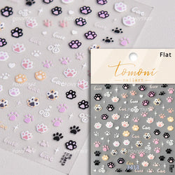 Lovely Green Pink Cherry Pudding Claw Paw Love Heart Bowknot Soft Embossed Reliefs Adhesive Nail Art Stickers Manicure Decals (ONLINE ORDER ONLY)