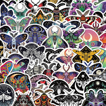 10/50pcs Cute Dark Moon Ghost Moth Cartoon Stickers DIY Phone Laptop Luggage Skateboard Graffiti Decals Decoration Sticker Toy (ONLINE ORDER ONLY)