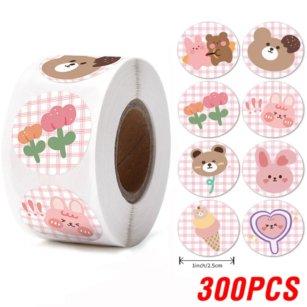 100-500pcs Round Cartoon Toys Animal stickers for kids Teacher Reward Encourage Sticker Office Stationery for Children 1inch (ONLINE ORDER ONLY)