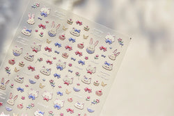 Bunny Love Heart Rabbit Nurse Cut Wound Bowknot Pill Flower Medicine Treatment Self Adhesive Nail Art Stickers Manicure Decals (ONLINE ORDER ONLY)