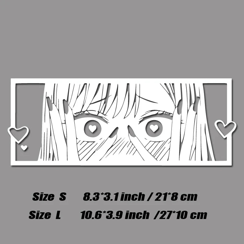 Shy anime girl with love eyes decal,jdm style japanese anime style high quality for windows,For a Unique look! (ONLINE ORDER ONLY)