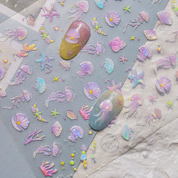 Star Drift Bottle Current Bottle Jellyfish Marine Meteor Water Bubble Love Heart Self Adhesive Nail Art Stickers Manicure Decals (ONLINE ORDER ONLY)