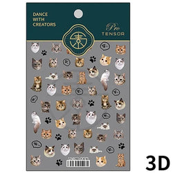 Cute Cat Eye Fishbone Animals Leopard Cat Ginger Cat Kitten Exclamation Point Paw Self Adhesive Nail Art Sticker Manicure Decals (ONLINE ORDER ONLY)