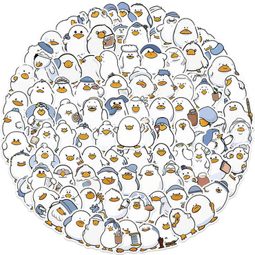 100PCS Cute Duck Cartoon Stickers Waterproof for Luggage Phone Laptop Skateboard (Online Order Only)